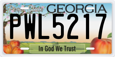 GA license plate PWL5217