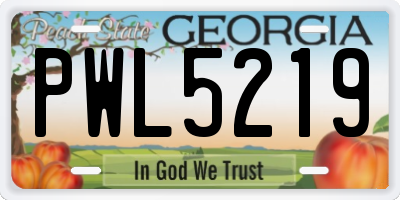 GA license plate PWL5219