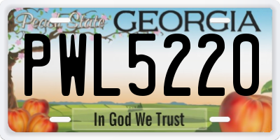 GA license plate PWL5220