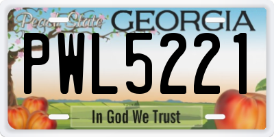 GA license plate PWL5221