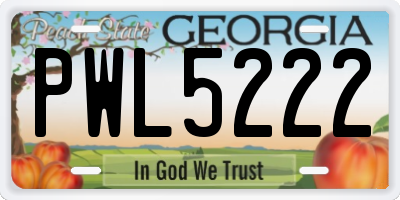 GA license plate PWL5222
