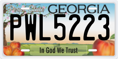 GA license plate PWL5223