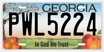 GA license plate PWL5224
