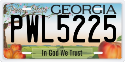 GA license plate PWL5225