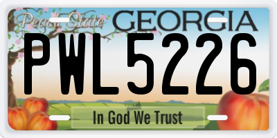 GA license plate PWL5226