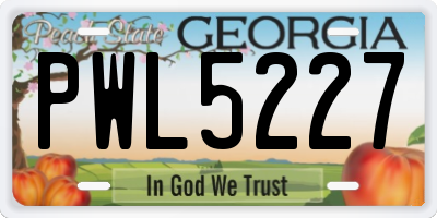 GA license plate PWL5227