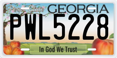 GA license plate PWL5228