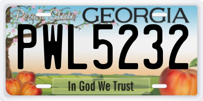 GA license plate PWL5232