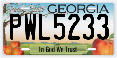 GA license plate PWL5233