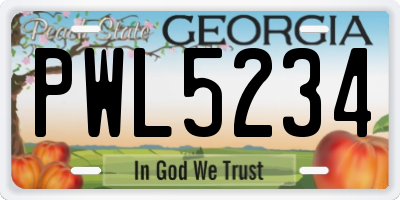 GA license plate PWL5234