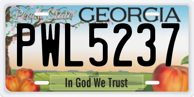 GA license plate PWL5237