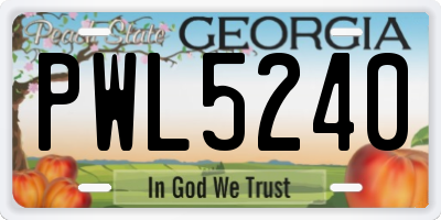 GA license plate PWL5240