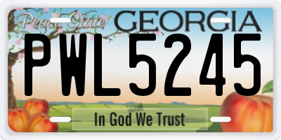 GA license plate PWL5245