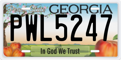 GA license plate PWL5247