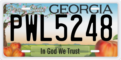 GA license plate PWL5248