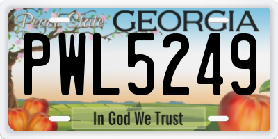 GA license plate PWL5249
