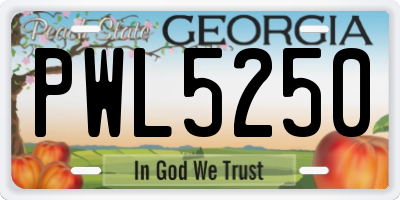 GA license plate PWL5250