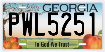 GA license plate PWL5251