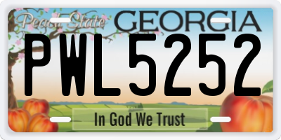 GA license plate PWL5252