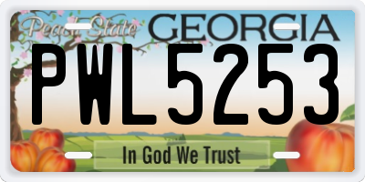 GA license plate PWL5253