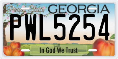 GA license plate PWL5254