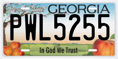 GA license plate PWL5255
