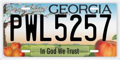 GA license plate PWL5257