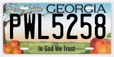 GA license plate PWL5258