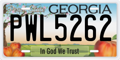 GA license plate PWL5262