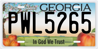 GA license plate PWL5265