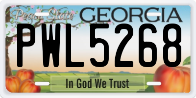 GA license plate PWL5268