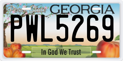 GA license plate PWL5269