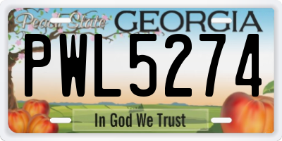GA license plate PWL5274