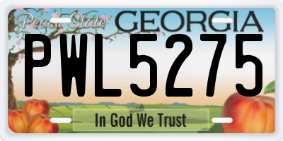 GA license plate PWL5275