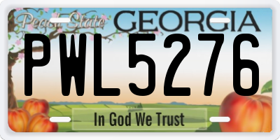 GA license plate PWL5276