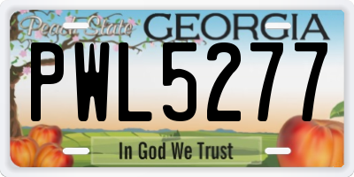GA license plate PWL5277