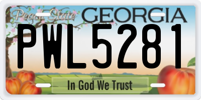 GA license plate PWL5281