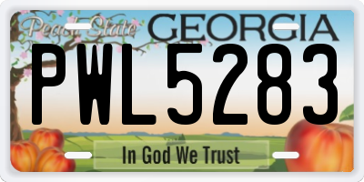 GA license plate PWL5283