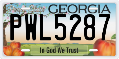 GA license plate PWL5287
