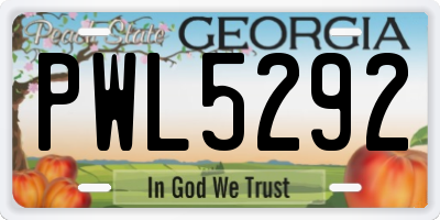 GA license plate PWL5292