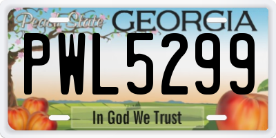 GA license plate PWL5299