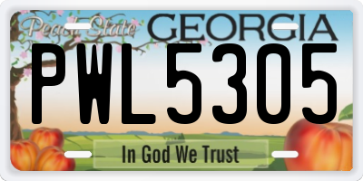 GA license plate PWL5305