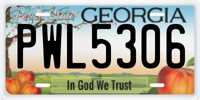 GA license plate PWL5306