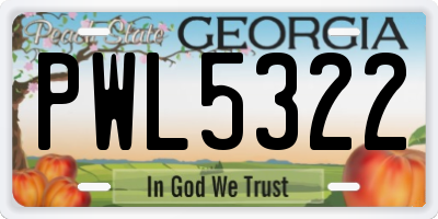GA license plate PWL5322