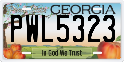 GA license plate PWL5323