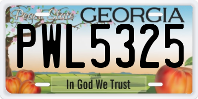 GA license plate PWL5325