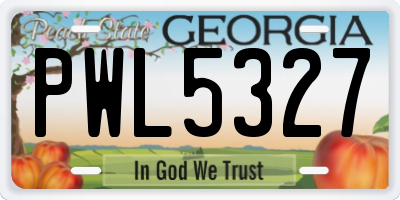 GA license plate PWL5327