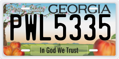 GA license plate PWL5335