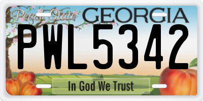 GA license plate PWL5342