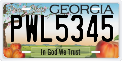 GA license plate PWL5345